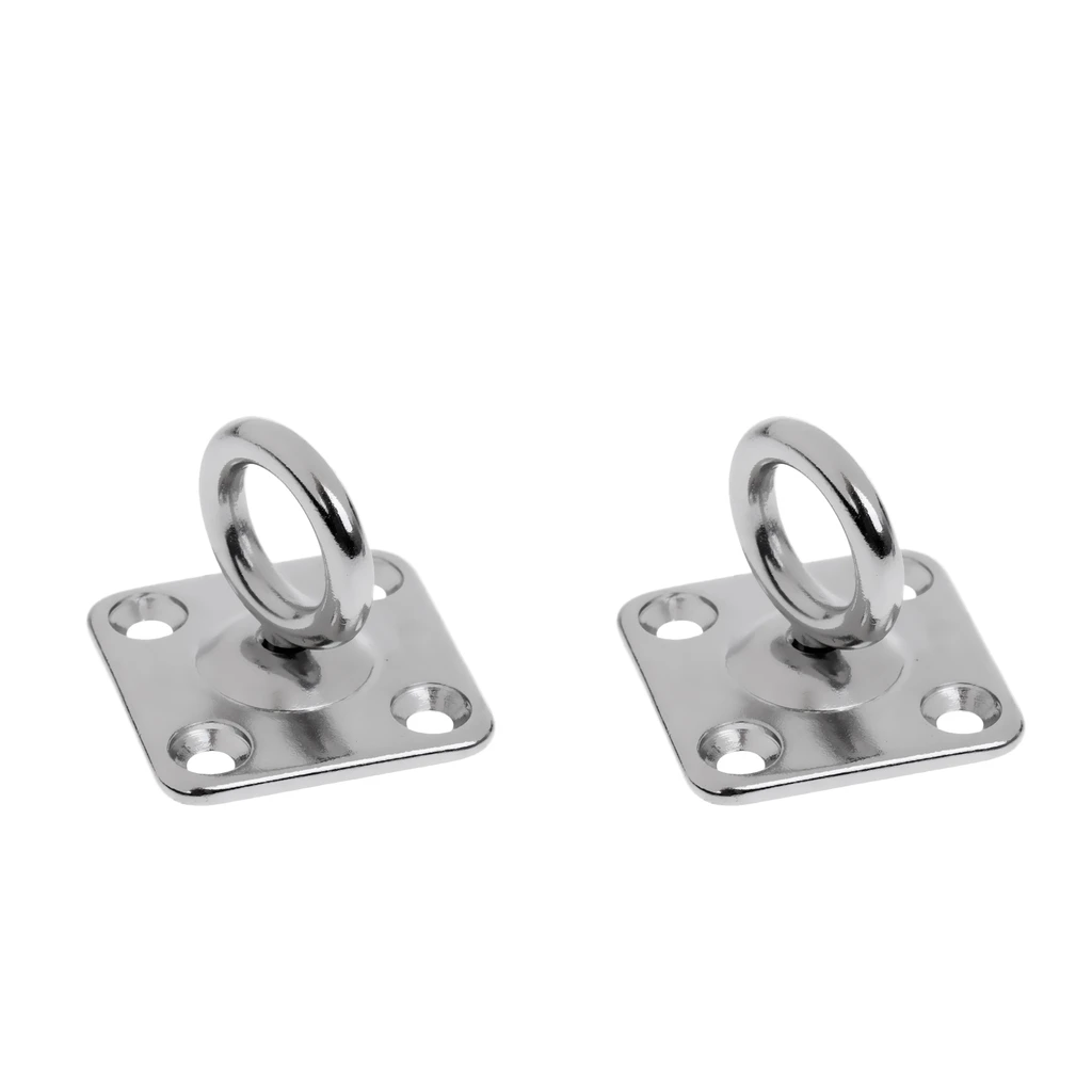 1 Pair 316 Stainless Steel Eye Plate Boat Pad Eye Thick Ring Square 5+6mm, Durability