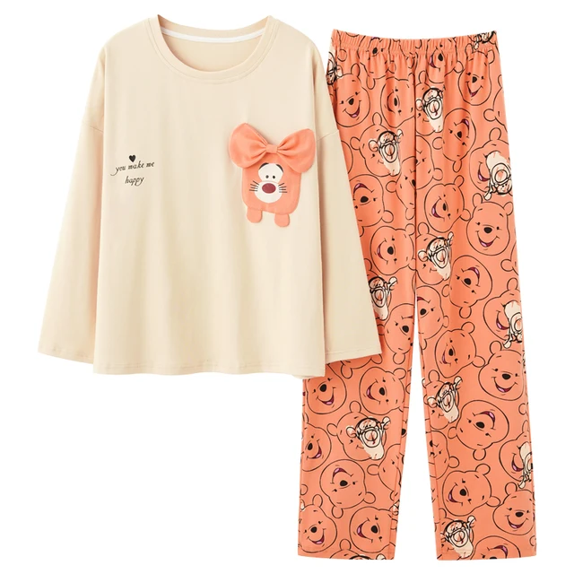 Disney Cartoon Snow White Dwarf Long Pajamas Set Lady Autumn Winter Cotton Long Sleeve Trousers Suit Printing Kawaii Pyjamas Set 3519