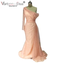 VARBOO_ELSA/Вечерние платья с кисточками, Украшенные бусинами, роскошное розовое вечернее платье с длинными рукавами и кристаллами русалки