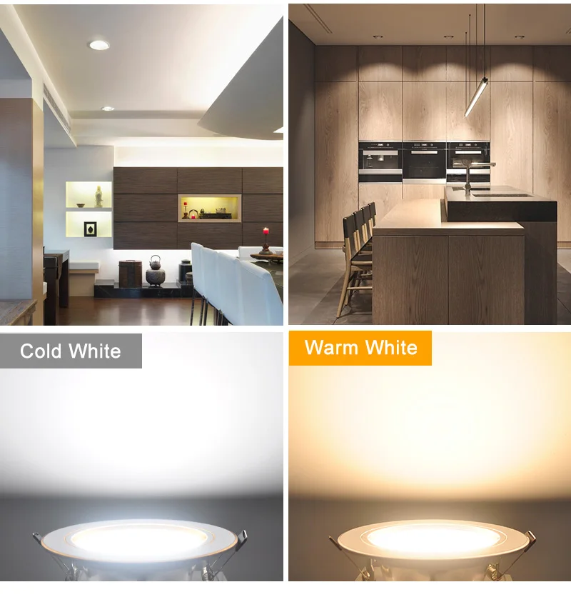 =(K)= LED Downlight 3W 5W 9W 12W 15W 18W 220V Downlight Gold Silver White Ultra Thin Aluminum Round Recessed LED Spot Lighting