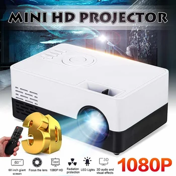 

HD 1080P LED Mini Projector Support 23 Languages USB AV HDMI SD bluetooth Portable Projector Home Media Player US/AU/EU Plug