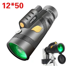 12x50 monokularowy teleskop potężny noktowizor wodoodporny HD optyka myśliwska Spyglass daleki zasięg 8000m uchwyt na telefon komórkowy