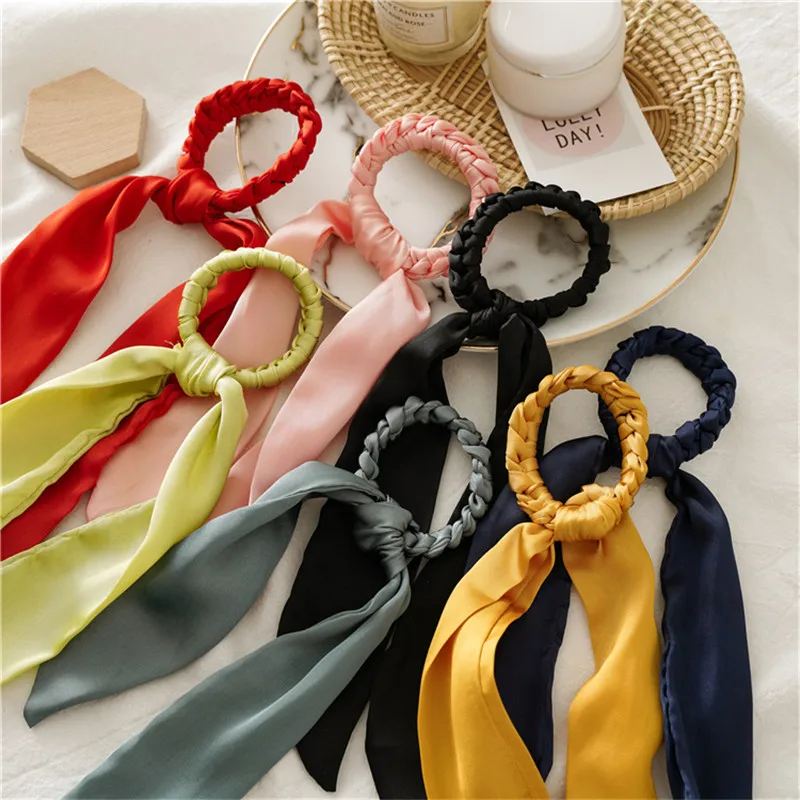 Multicolor Headwear Turban DIY Bow Streamers Hair Scrunchies Ribbon Ties For Women Chic Head Wrap Fashion Accessories | Красота и