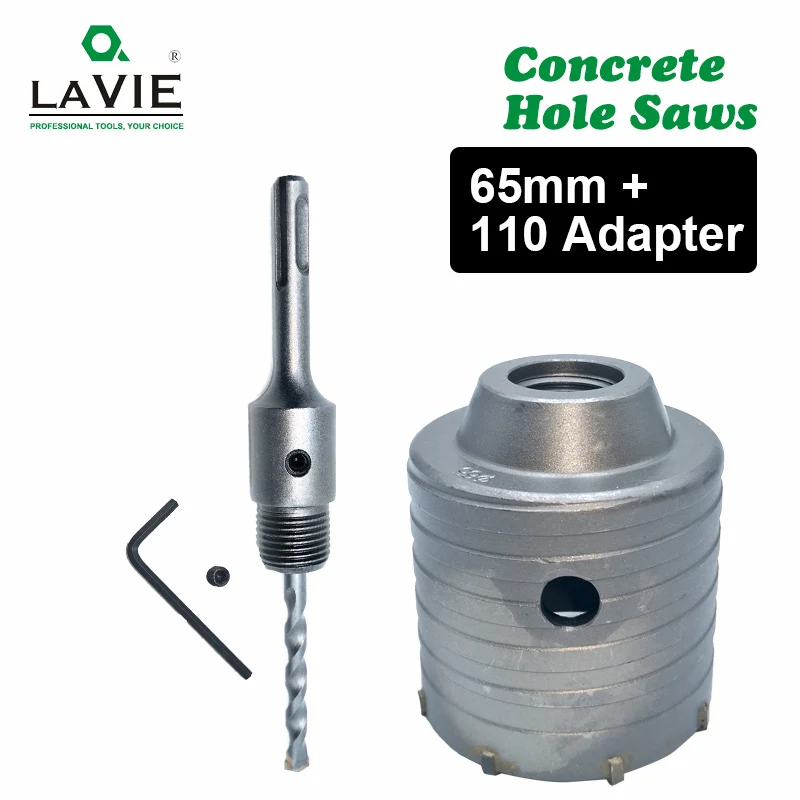 LA VIE 1 set SDS PLUS 65mm Concrete Hole Saw Electric Hollow Core Drill Bit Shank 110mm Cement Stone Wall Air Conditioner Alloy