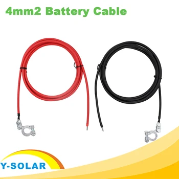 

1m 2m 3m Black and Red Battery Cable 4mm2 Battery Power Wire Set with Pure Copper Battery Ring Terminals Male Female Connection