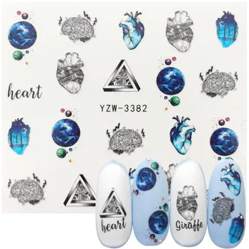 

2020 NEW Designs Creative planet brain Slider Nails Sticker Water Transfer Decals Manicure Decorations Tips Nail Wraps Tools