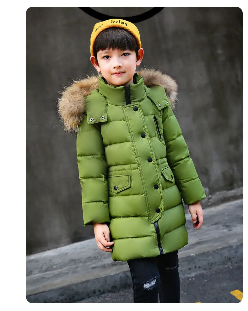 Длинный детский зимний пуховик для девочки 2-14 лет, высокое качество, одежда для мальчиков, куртка, парка, детская одежда, до-30 градусов