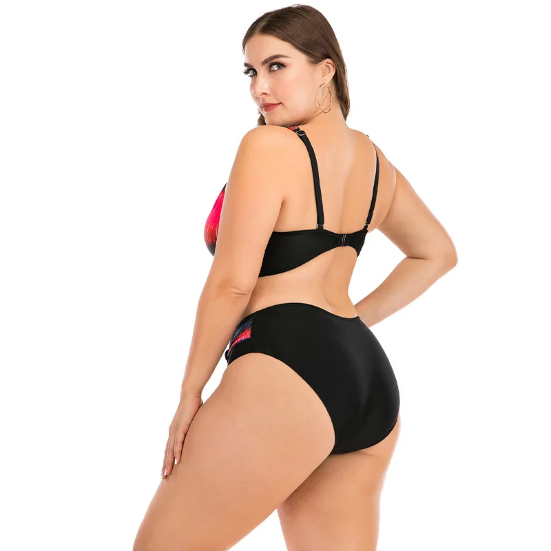 Женский купальник размера плюс, комплект бикини с высокой талией, набор бикини, 4XL, большой размер, купальник для женщин, принт, пуш-ап, бикини, пляжная одежда