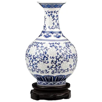 

JINGDEZHEN RICE-PATTERN PORCELAIN CHINESE VASE ANTIQUE BLUE-AND-WHITE BONE CHINA DECORATED CERAMIC VASE R1870