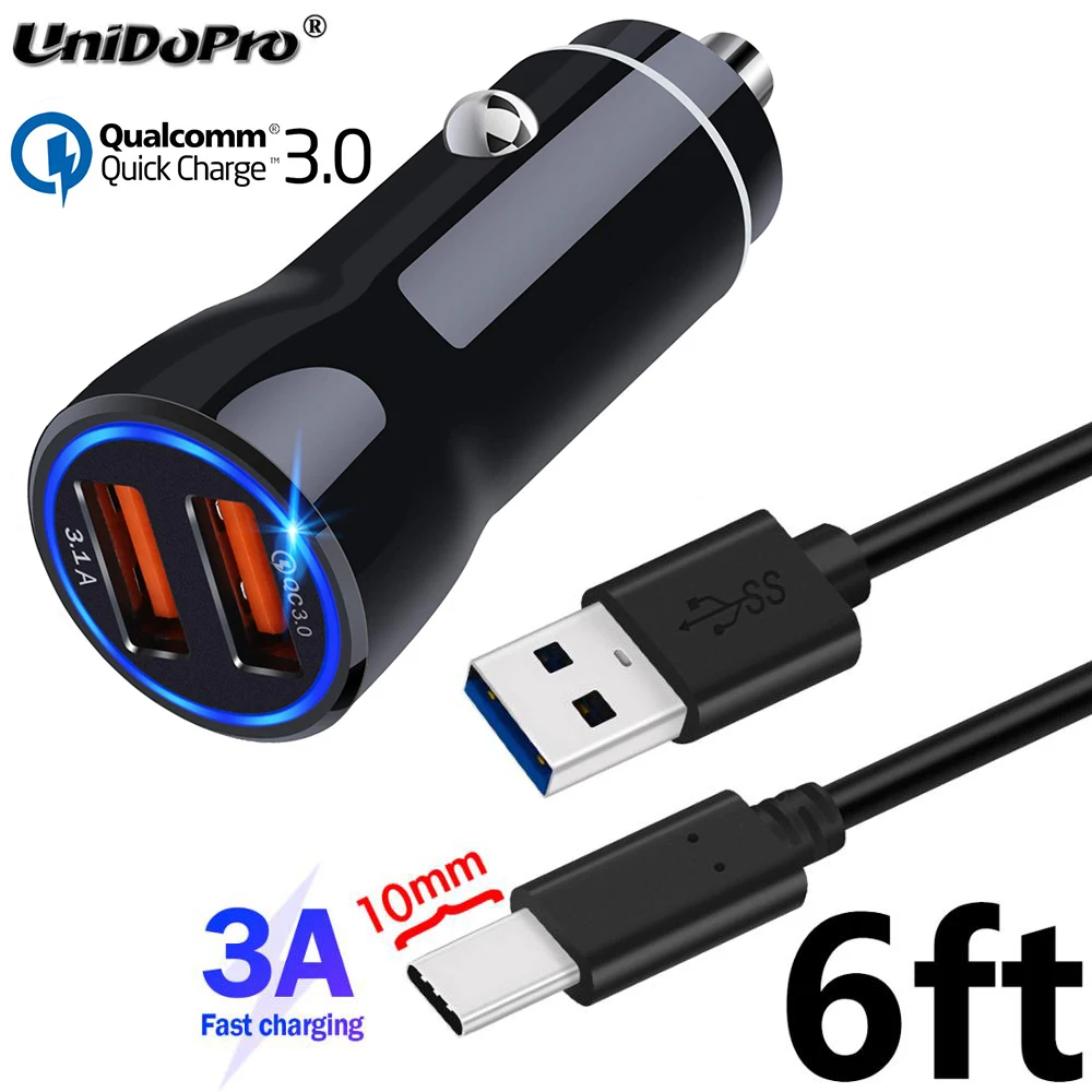 Car with 6ft Cable QC 3,0 ЕС AC Автомобильное зарядное устройство+ 10 мм Тип C кабель для HOMTOM HT70 H5 H10 Быстрая зарядка/зарядный кабель - Тип штекера: Car with 6ft Cable