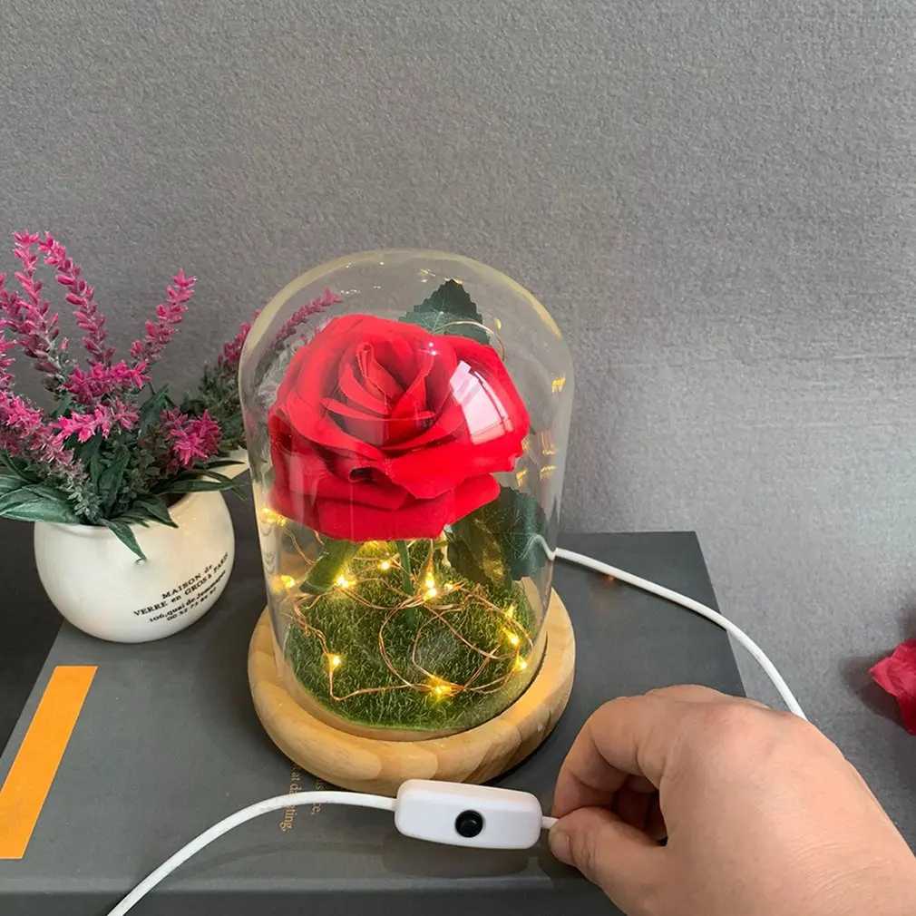 Led Glass Rose Night Light Home Decoration Lights Creative Atmosphere Lights Fashion Professional Beautiful