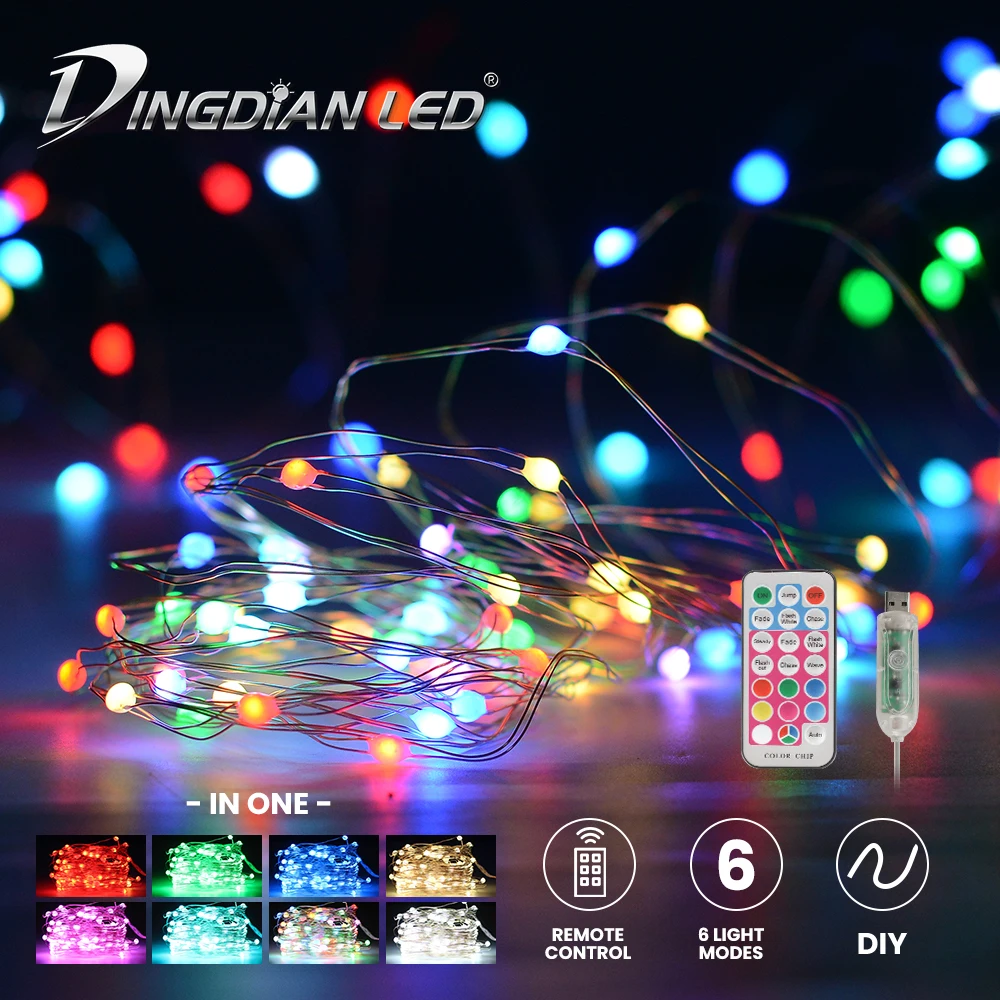 

10M USB Light String Xtra Brightness Remote Control 8 Light Colors 5 Lighting Modes DC5V LED String Light Color Light Fairy LED