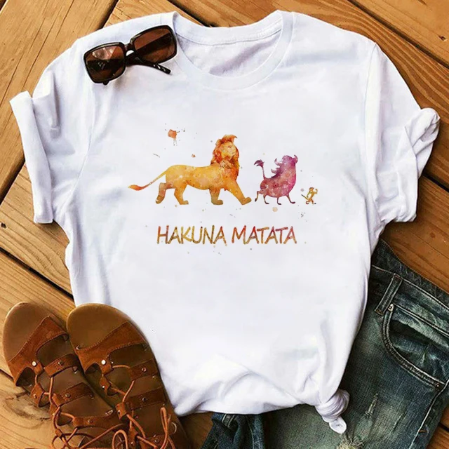 C17 Hakuna Matata Футболка женская футболка с забавным принтом женская летняя футболка большого размера Tumblr Femme Прямая - Цвет: C17