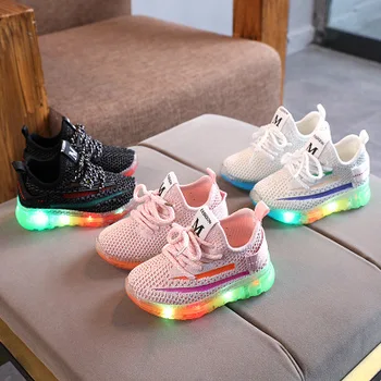 

Children Baby Girls Boys Mesh Led Light Luminous Running Sport Sneaker Shoes baby girl shoes summer sneakers