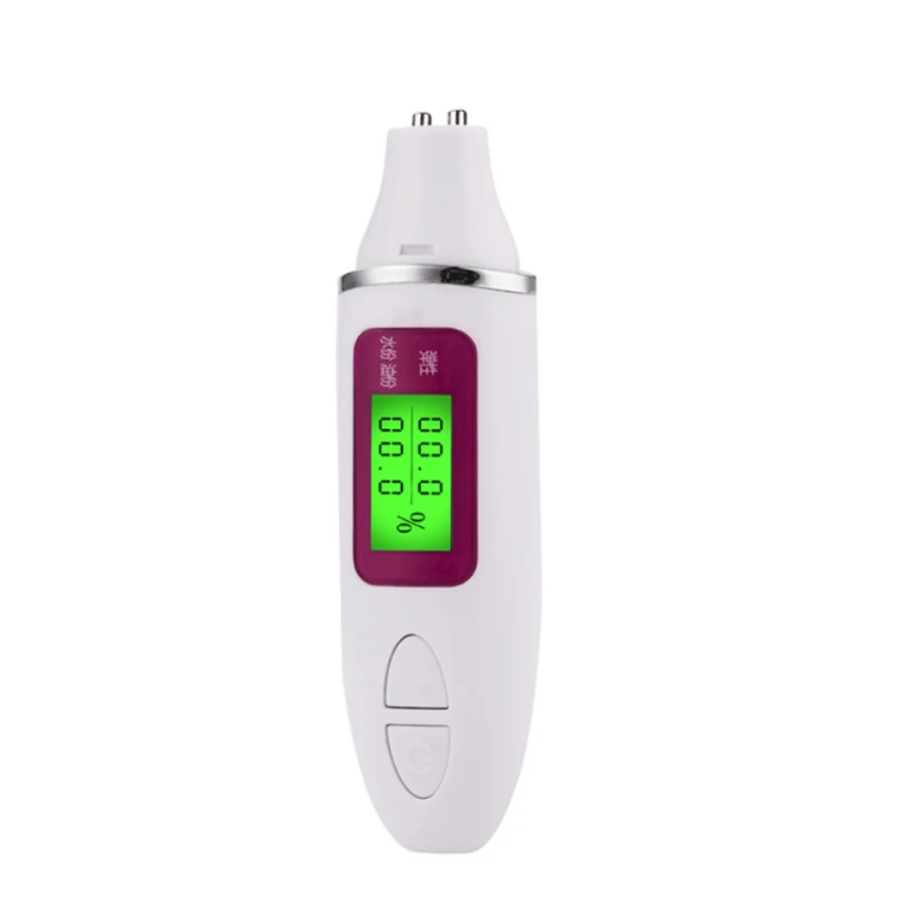 Цифровой ЖК-дисплей цифровой измеритель влажности кожи монитор влажности тела детектор тестер кожи лица анализатор влажности воды масла - Цвет: white