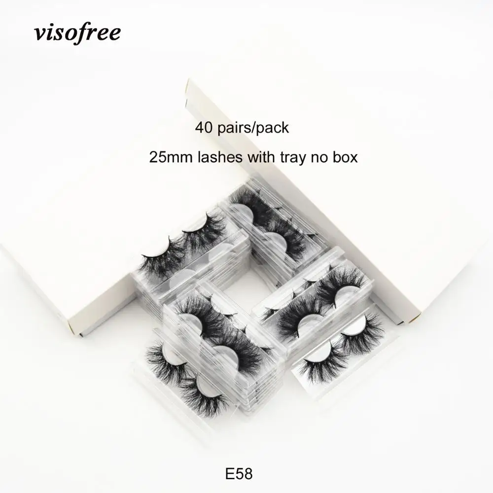 

Visofree 40 Pairs/pack 25mm Lashes 3D Mink Lashes Makeup Thick Mink Lashes Wholesale Fake Eyelashes Dramatic Eyelashes Reusable