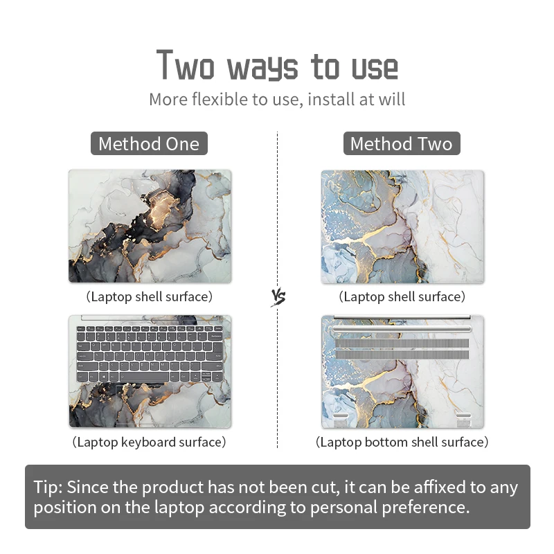 Vinyl Film Sticker Laptop Sticker Universal Marble Laptop Cover Stickers Skins Vinyl Skin 2pcs Decorate Decal 13.3"14"15.6"17.3" for Macbook /Lenovo/Asus/Hp/Acer
