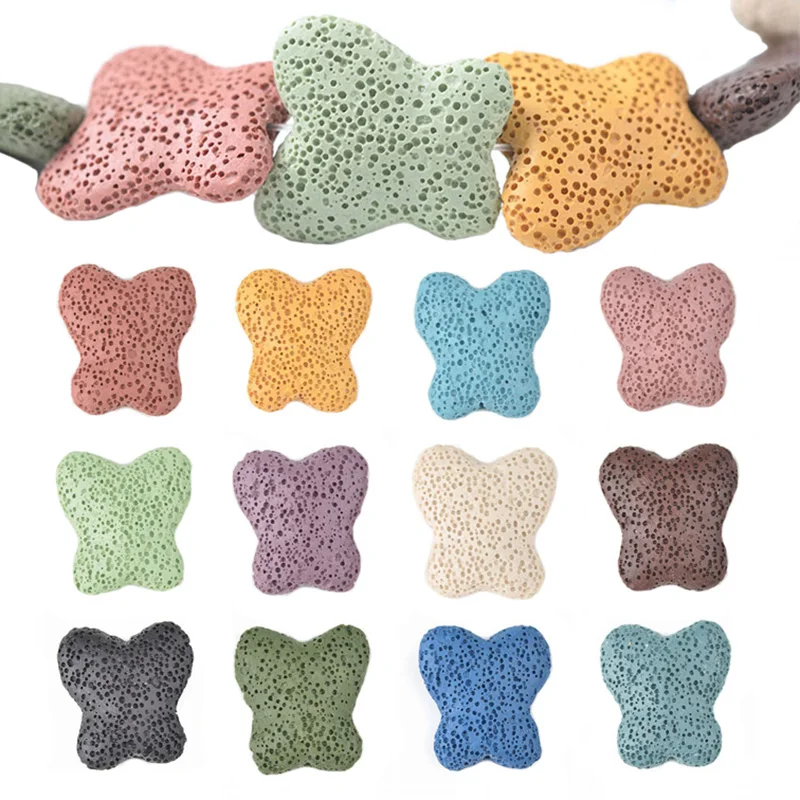 

5pcs Butterfly 21mm 28mm Natural Volcano Lava Stone Loose Crafts Beads lot for Jewelry Making DIY Earring Necklace Findings