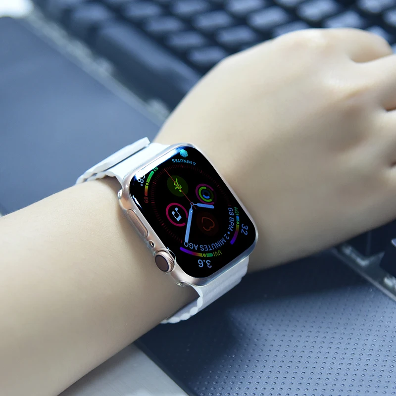 Кожаный ремешок для Apple Watch 44 мм/40 мм iWatch 5/4/3 ремешок 42 мм/38 мм браслет с магнитной застежкой серия 5 4 3 2 1