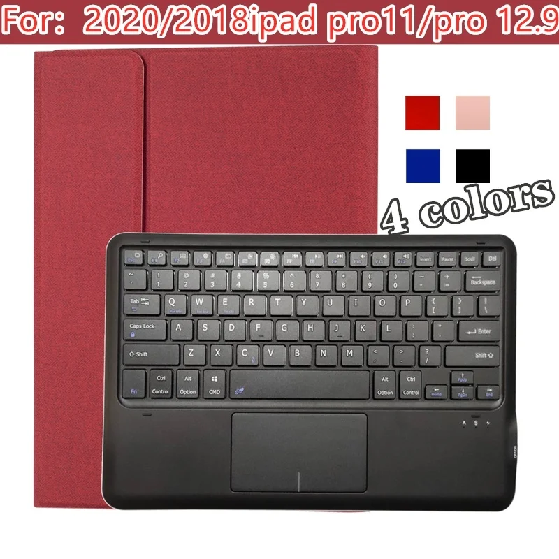 

Detachable Touch Bluetooth Keyboard TPU Horizontal Flip Leather Case for IPad Pro 12.9 2020 / 2018 with Holder&Pen Slot.