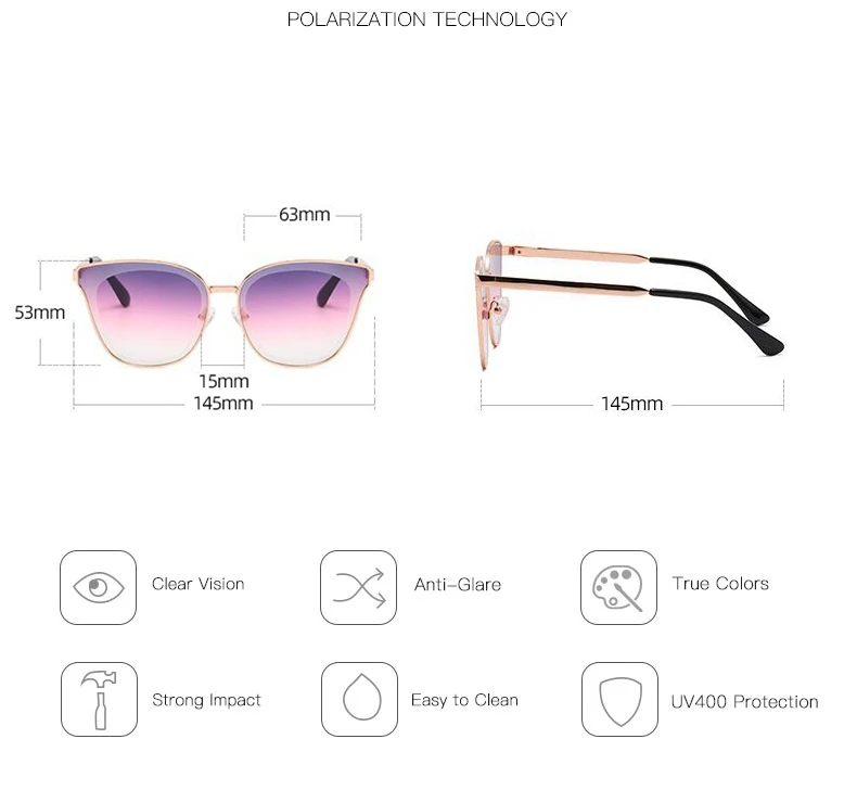 TUZENGYONG 2022 New Cat Eye Sunglasses Metal Frame Glasses Brand Design Lady Fashion Gradient Sun Glasses UV400 To Prevent Glare square sunglasses