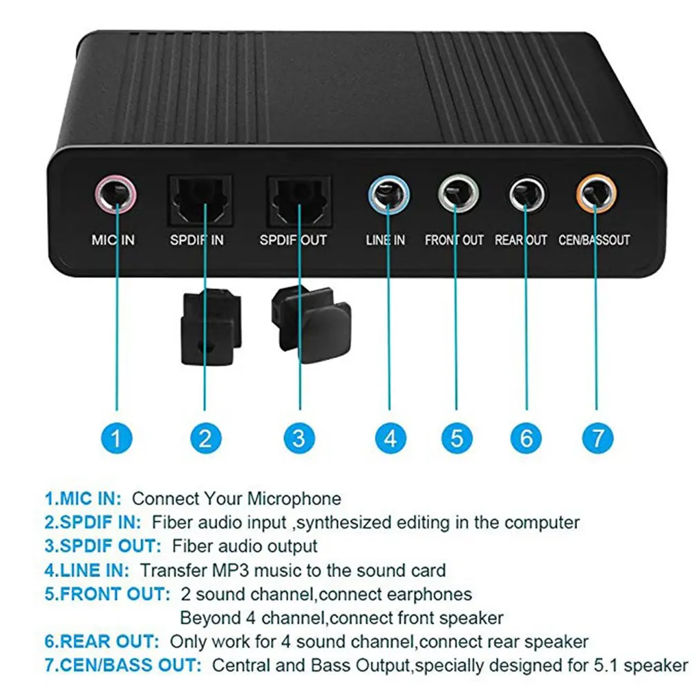6-канальный внешняя звуковая карта USB 2,0 Внешний 5,1 объемное звучание Внешний оптический S/PDIF аудио адаптер Звуковая карта для портативных ПК