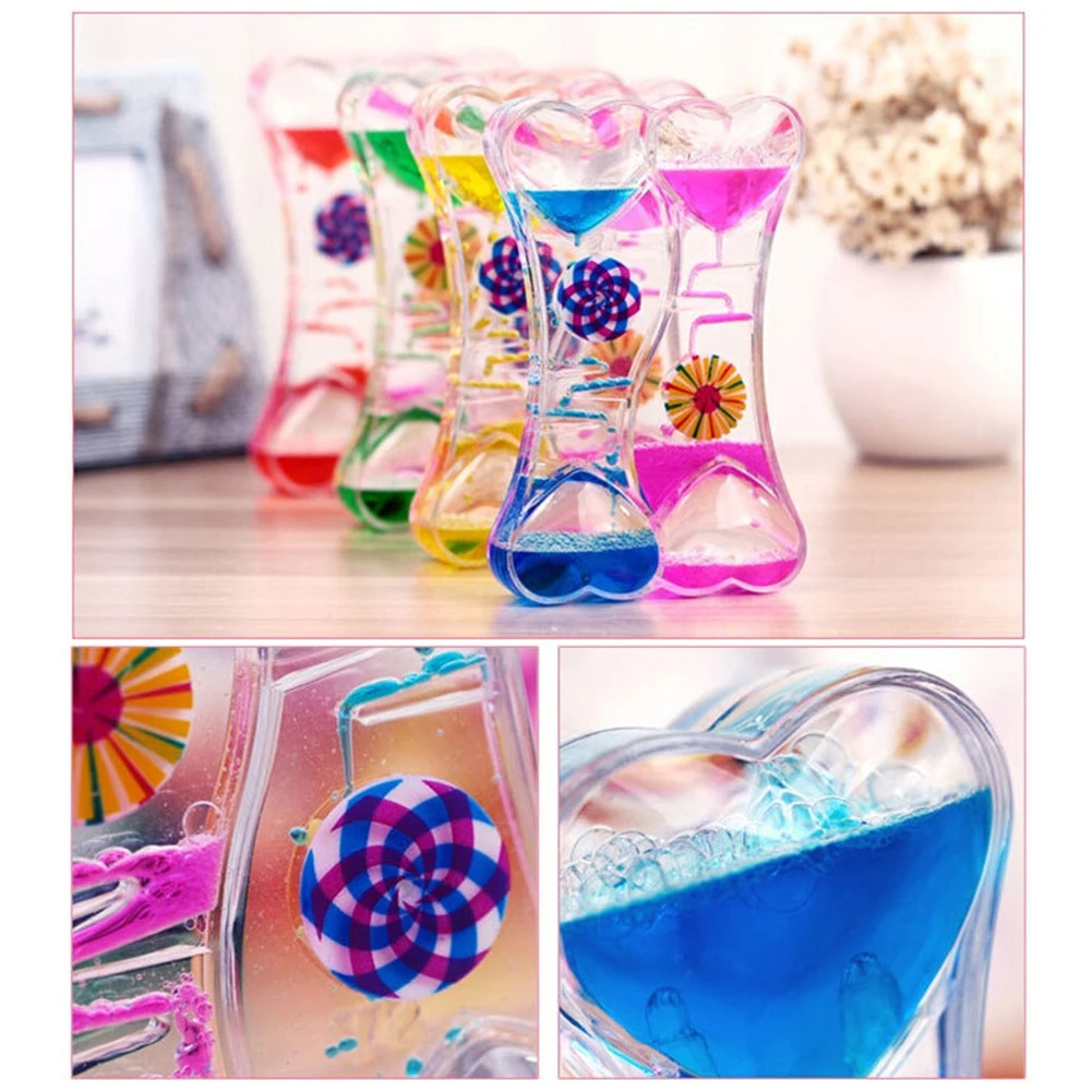 Double Heart Floating Liquid Oil Acrylic Drip Oil Hourglass Timer Motion Bubble Oil Hourglass Liquid Hourglass Timer Home Decor 2