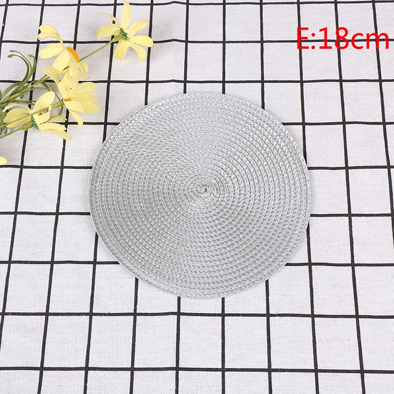 silver gray 18cm Столовая салфетка, прокладки, круглая ткань, салфетка под приборы настольная Нескользящая теплая прочная подставка, подушка, кухонные вечерние украшения, простой стиль - Цвет: silver gray 18cm