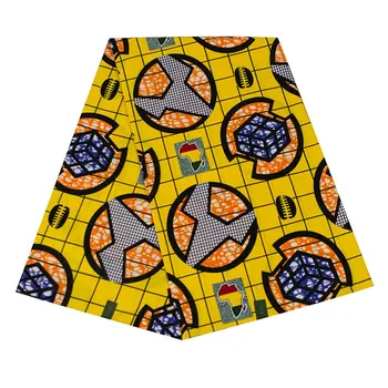 

Yellow African Printed Real Wax Cloth Fabric 6Yards 2020 High quality Ankara Nigerian Veritable Wax Fabric Real Wax Fabric