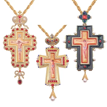

Jesus Cross Pectoral Pendants Orthodox Church Crucifix Religious Icon Byzantine Art Orthodox Tradition Holy Cross for Priests