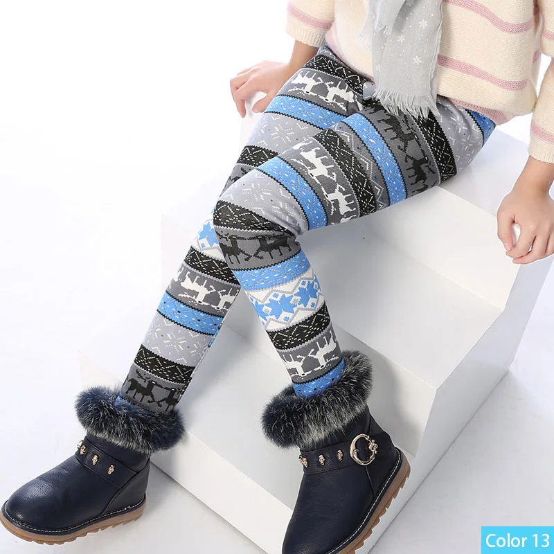Color 13 SheeCute/леггинсы для девочек плотные теплые штаны для малышей и детей детские штаны с цветочным принтом на осень-зиму SCW101 - Цвет: Color 13
