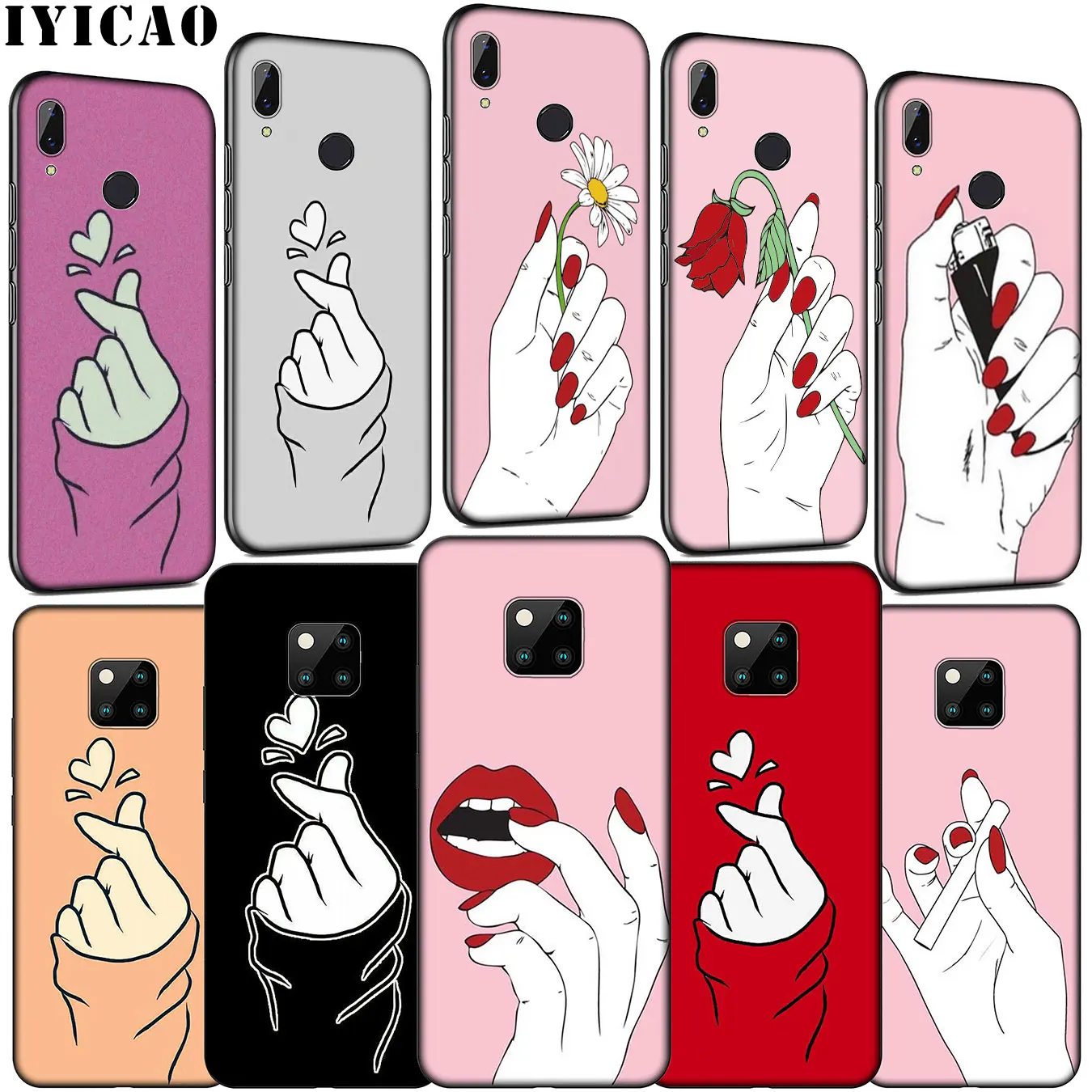 IYICAO Мягкий силиконовый чехол для телефона с сердечком Love on the finger kpop Huawei Mate 30 20 10 Pro
