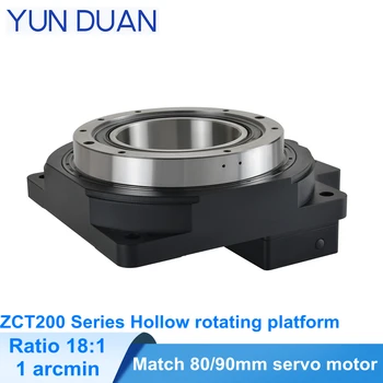 

360 degree hollow rotating platform divider Replace DD motor 1 arcmin bevel gearbox reducer 18:1 for 750W,80/90mm servo motor