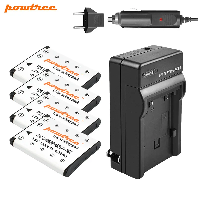 4 Battery Charger Powtree для FUJIFILM NP-45A NP-45 NP 45 запасная батарея+ Автомобильное зарядное устройство для FUJIFILM XP10 XP11 J38 Z70 Z35 J40 J20 - Цвет: 4 Battery Charger