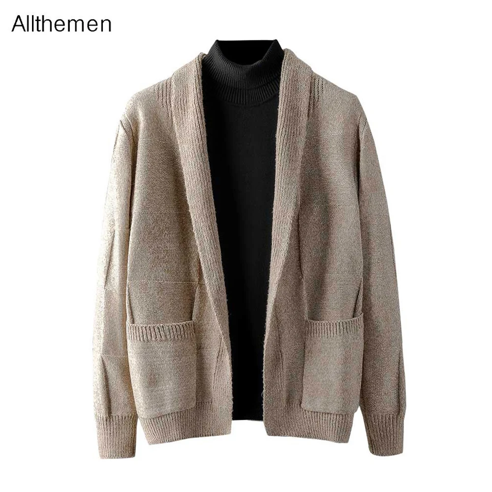 Мужской однотонный Повседневный Кардиган Allthemen теплый Приталенный кардиган для