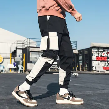 

New Fashion Men Joggers Pants 2020 Mens Streetwear Patchwork Sweatpants Male Women Hip Hop Track Pants Black Trousers