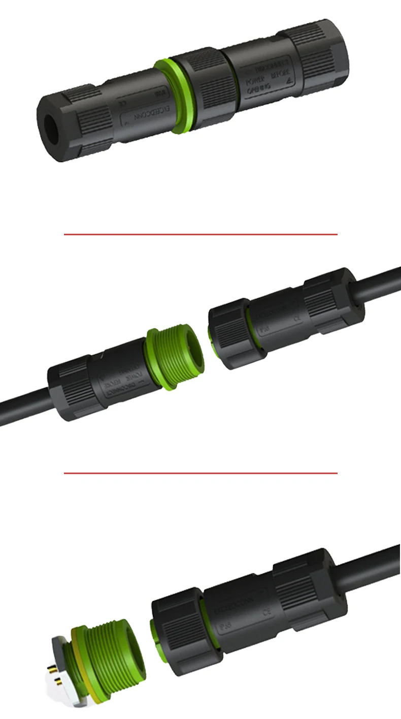 Description Picture 3 of item10pcs/set Exceedconn EC Soldering M20 2 Pin Industrial Electrical Waterproof IP68 Connector Male Female Plug Socket