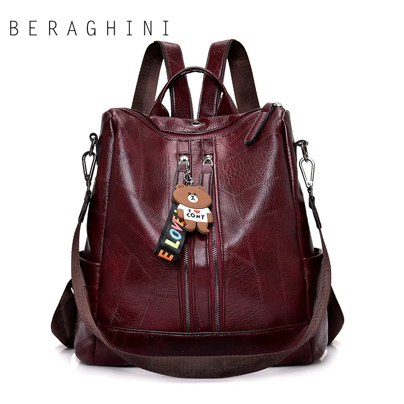 

Retro Women Backpack Quality PU Leather Backpacks Teenage Girls School Bags for Women 2020 Lady Travel Bagpack Mochila Feminina