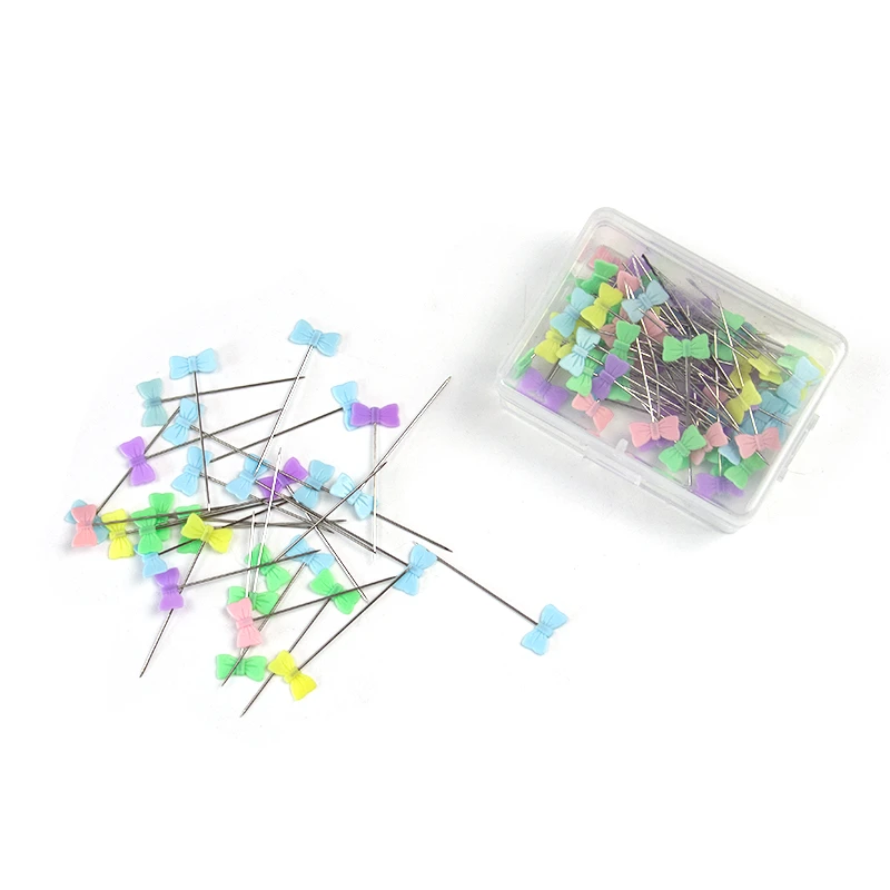 Aguja de acero inoxidable para manualidades, accesorios de costura de herramientas retales, de costura con cabeza de flor, 100 unids/caja, venta al por mayor|Herramientas costura y accesorios| -