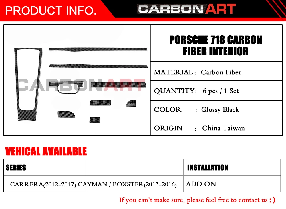 Настоящее углеродное волокно для Porsche внутренняя отделка Carrera Boxster Cayman 911 981 718 приборная панель 2013- RHD LHD автомобиля