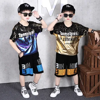 

Children Boys Summer Clothes Sets 2020 Boys Tracksuit Letter T Shirt and Shorts Teenage Kids Hip Hop Dancing Clothes 3-14 Years
