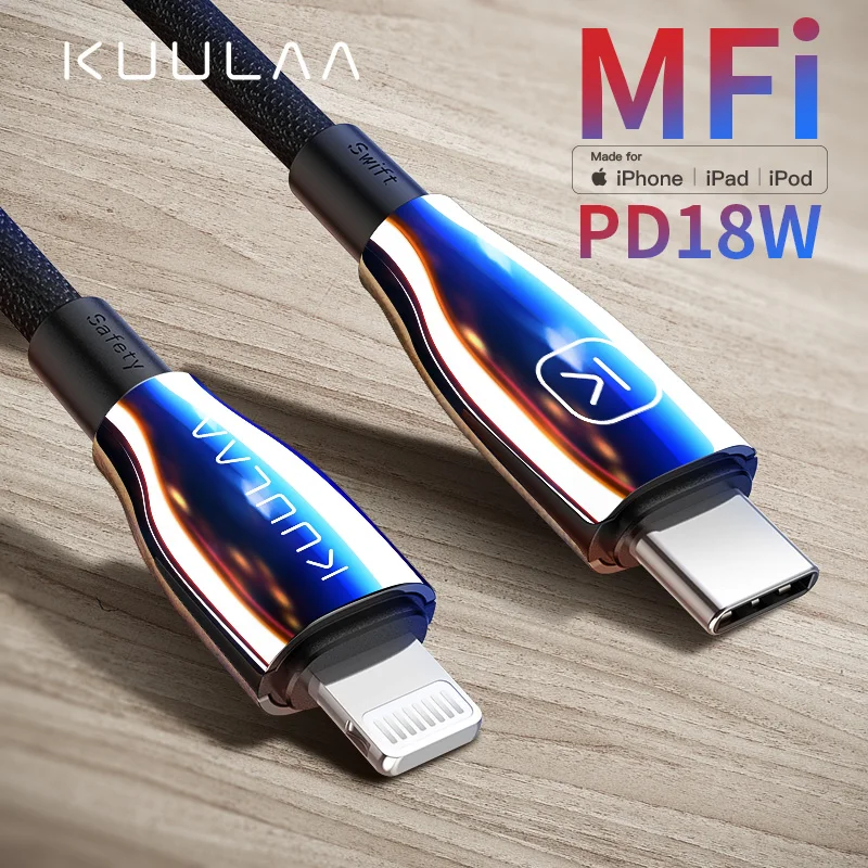 

KUULAA USB C to Lightning Cable MFi PD For iPhone 11 Pro Max X XS 8 XR 18W Fast Charging Type C Cable For Macbook iPad Pro 12.9