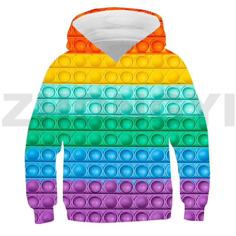 Модная Повседневная Толстовка POP It 3D с капюшоном не Pop Bubble Красивая Радужная