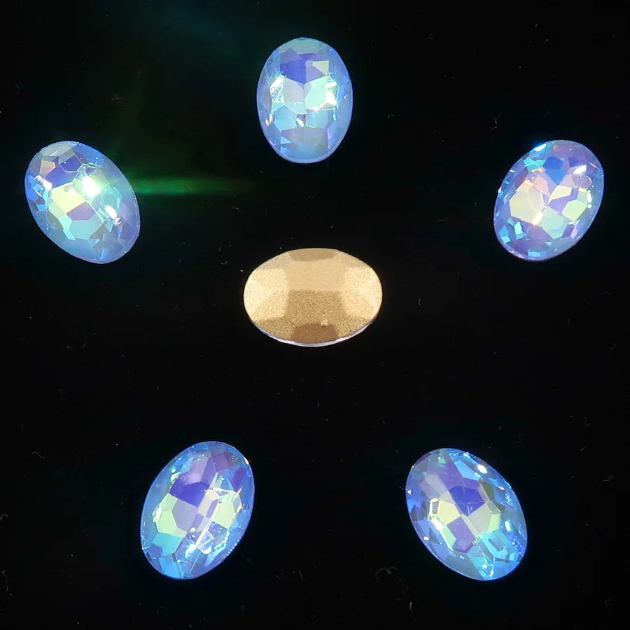 Стеклянный кристалл 10*14 13*18 мм желе конфеты AB и радужные цвета овальной формы клей на горный хрусталь бисер аппликация рукоделие diy отделка - Цвет: A27 Lt Sapphire AB