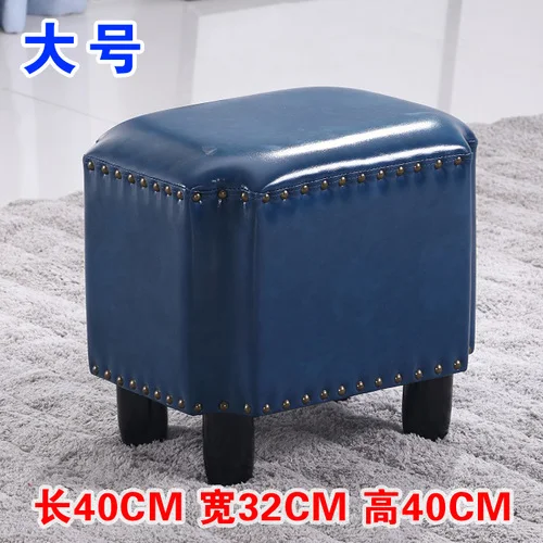 Антикварный кожаный квадратный табурет бытовой диван модный креативный silla para maquillaje туалетный стул мебель скамейка - Цвет: D 40cm32cm40cm