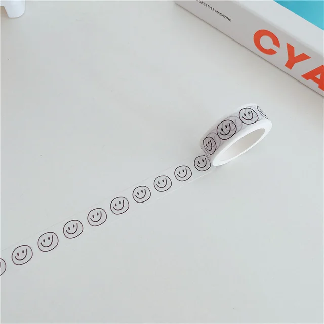Ins Simple Cartoon Comic Smiley Washi Tape Scrapbooking DIY Decor Journal Korean Tape Cute Tape Paper Diary Stationery Sticker 1Pc B