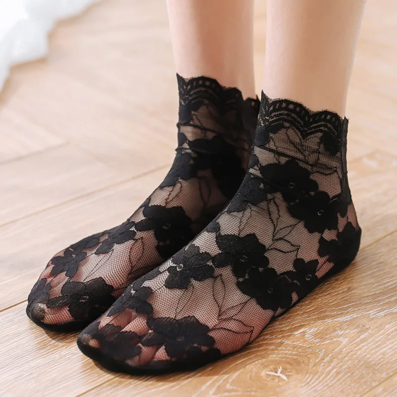 5 пар женские кружевные тонкие носки до щиколотки|Носки| |
