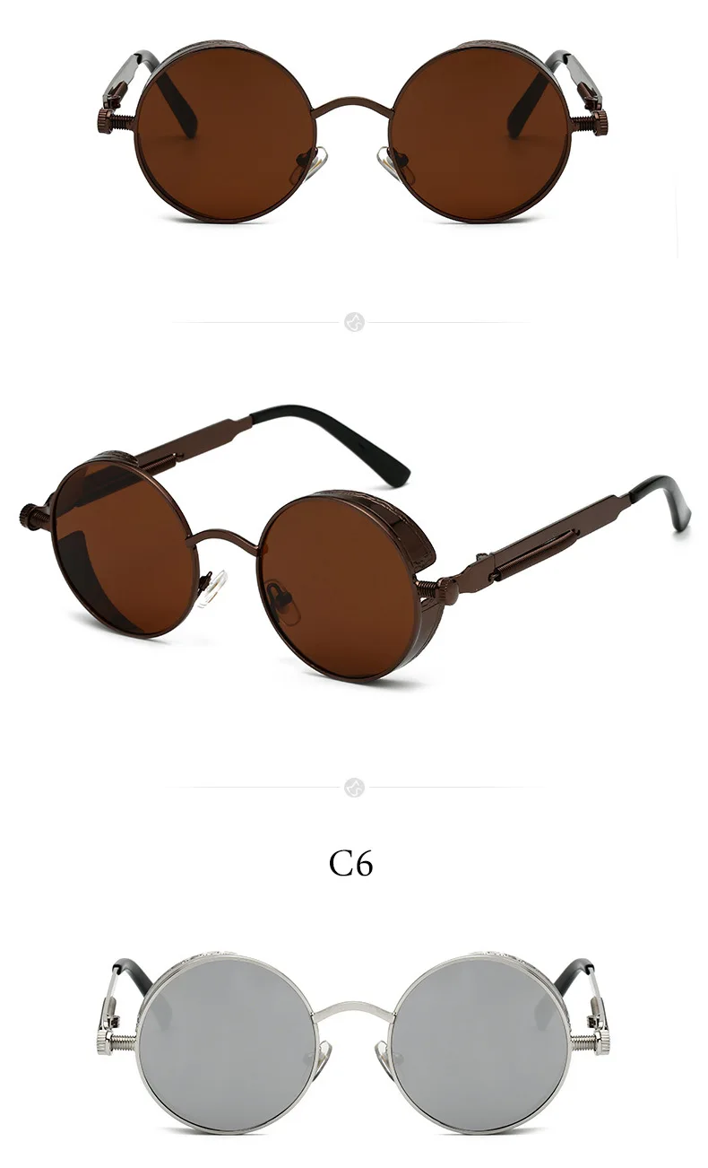 Korean version of the polarized punk steam round frame trend sunglasses ladies modern personality street beat sunglasses
