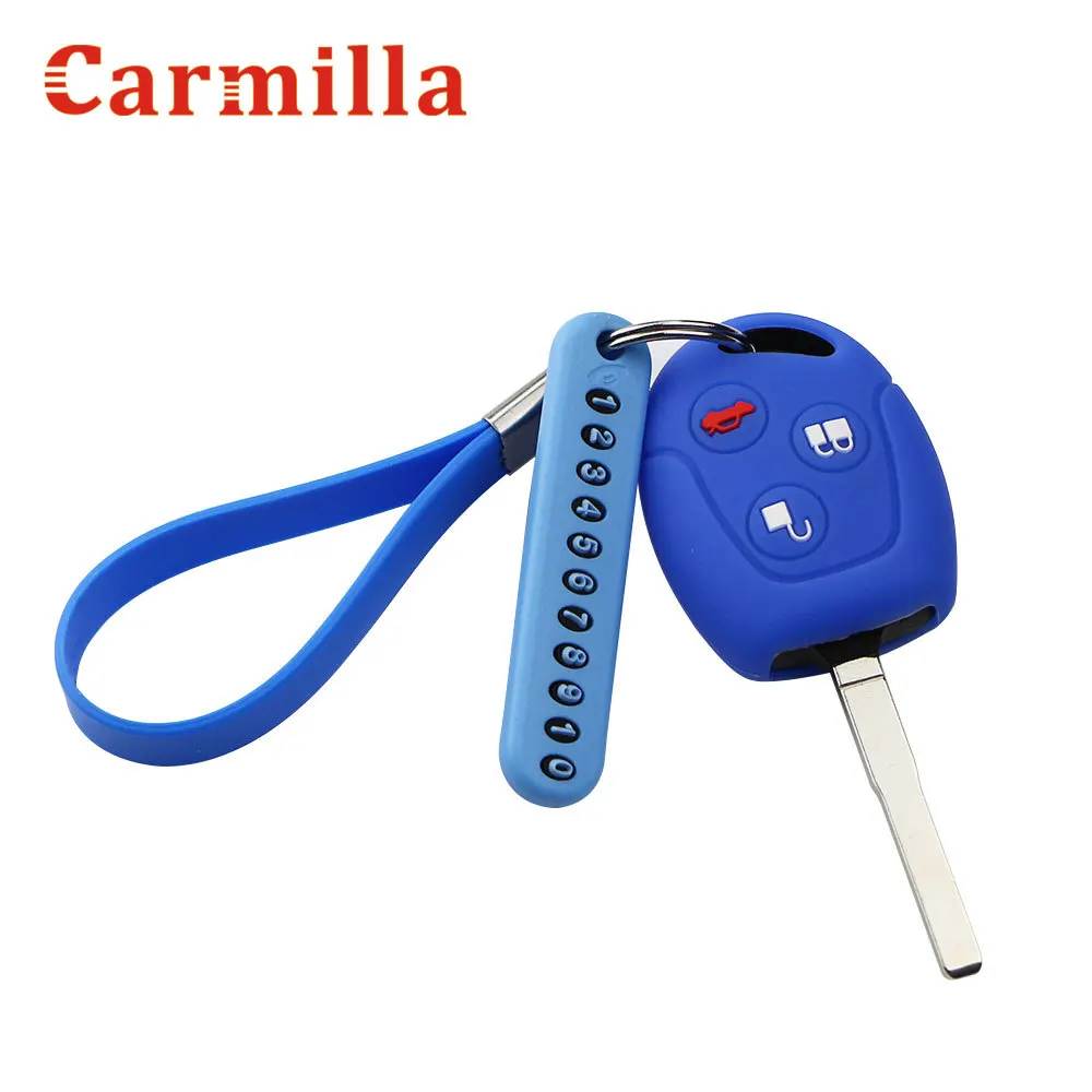 

Silicone Car Key Case Key Chain Phone Number Card for Ford Focus Mondeo Festiva Fusion Suit Fiesta KA Holder Protector