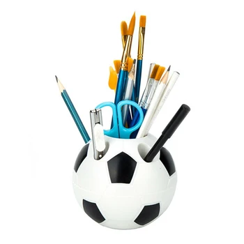 

Pen Holder Space Saving Insert Stationery Kids Large Capacity Desk Container Makeup Brush Free Stand Hole Soccer Football Gifts